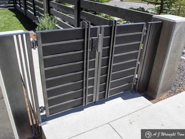 angle view of solid metal security gate