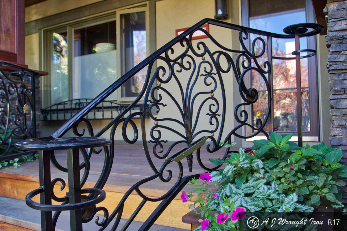 elegantly curved iron railing design Calgary