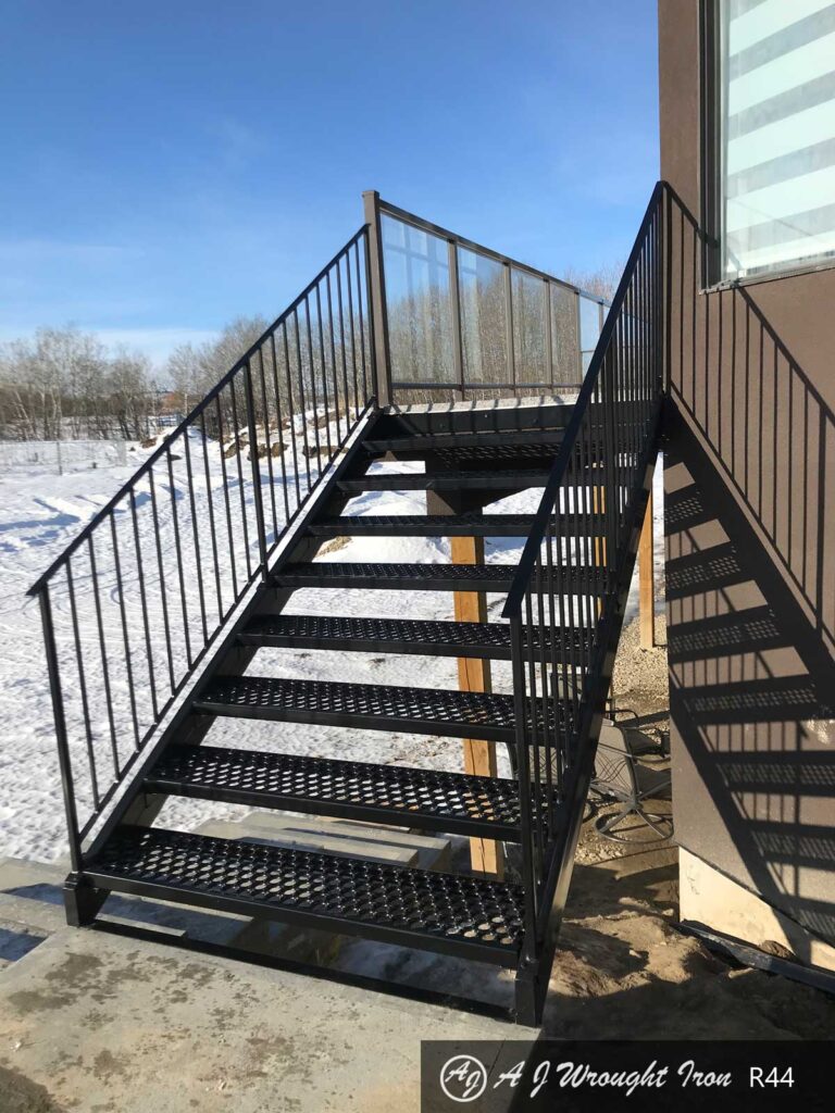 metal staircase and railing - black