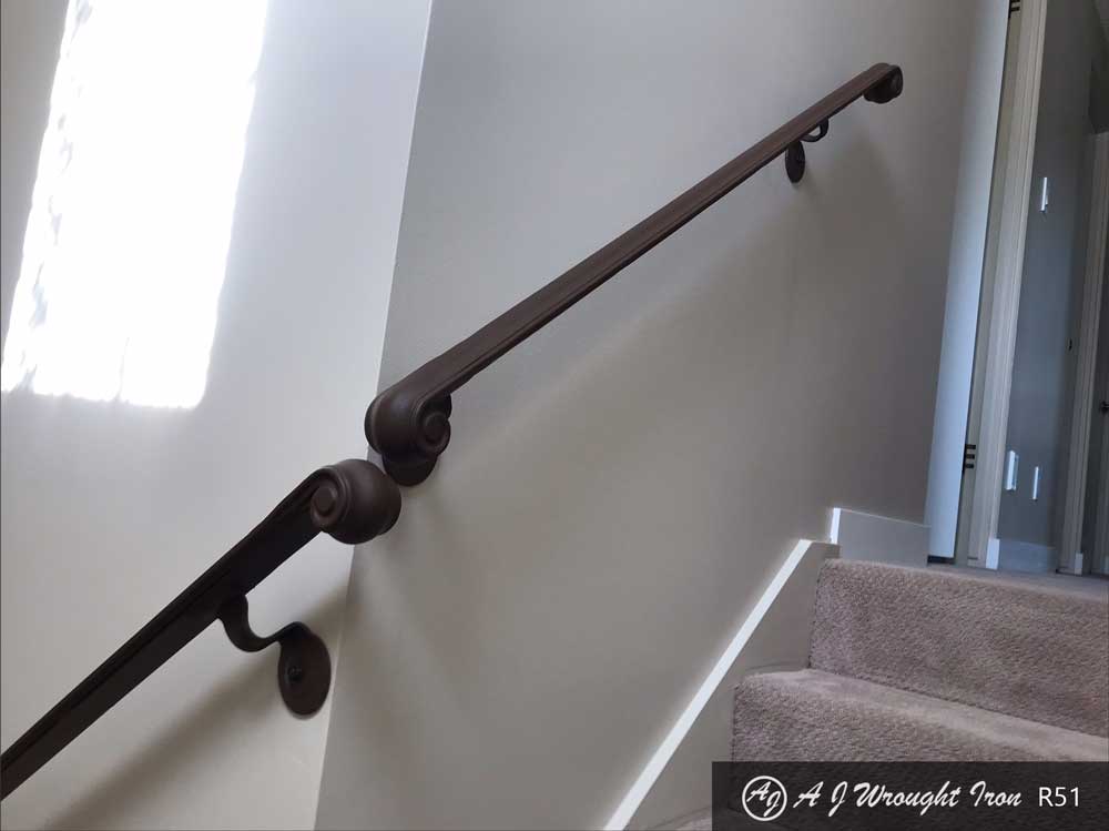 Simple Interior Railing with Curled End-rustic iron finish