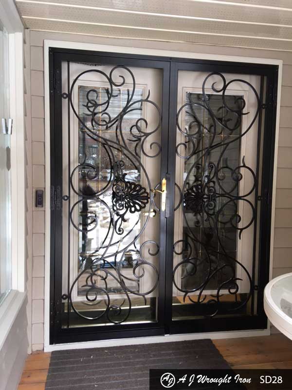 ornamental double security doors with slim lines