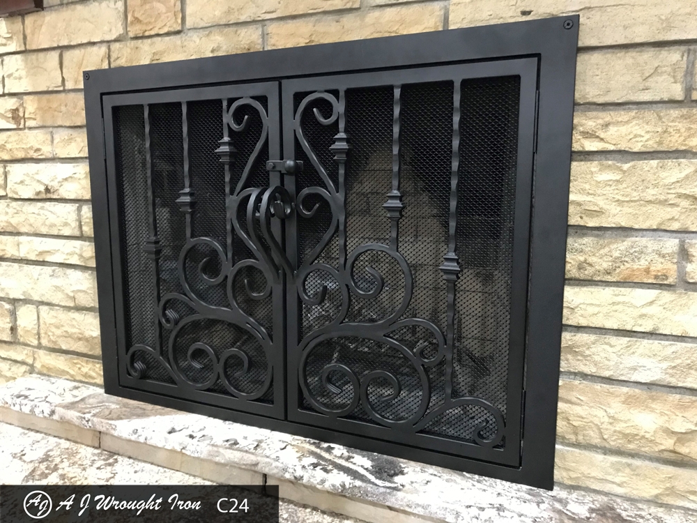 iron fireplace door and grill
