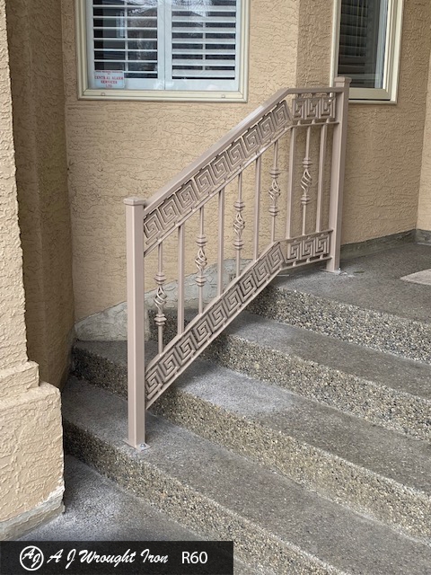 Beige Railing with Square Motif and twisted spindles