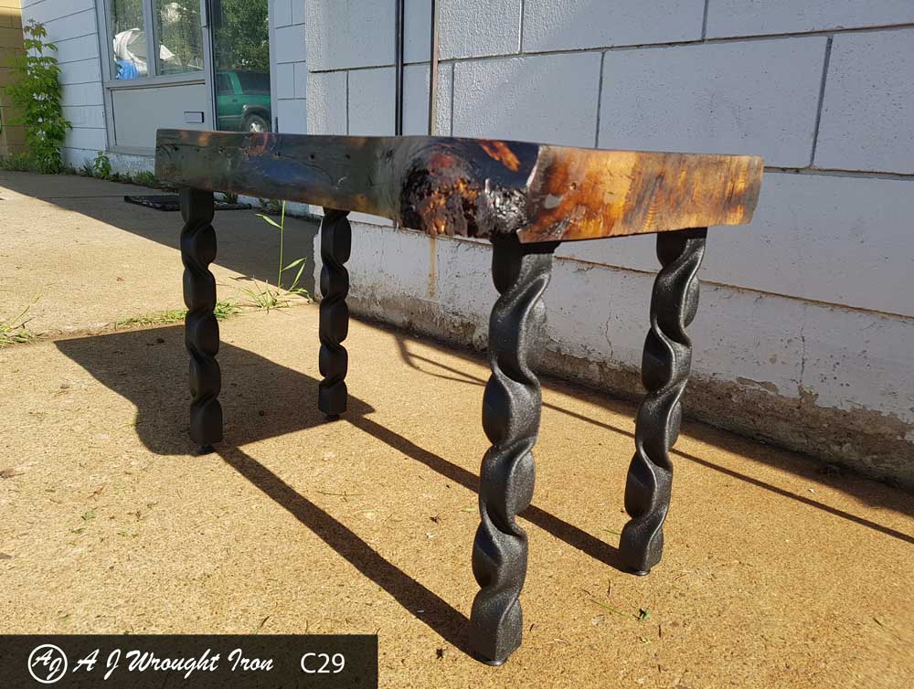 Iron legs for rustic tabletop