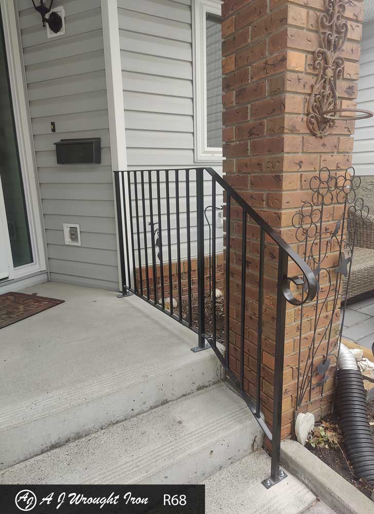 plain metal railing on house step - curled style end