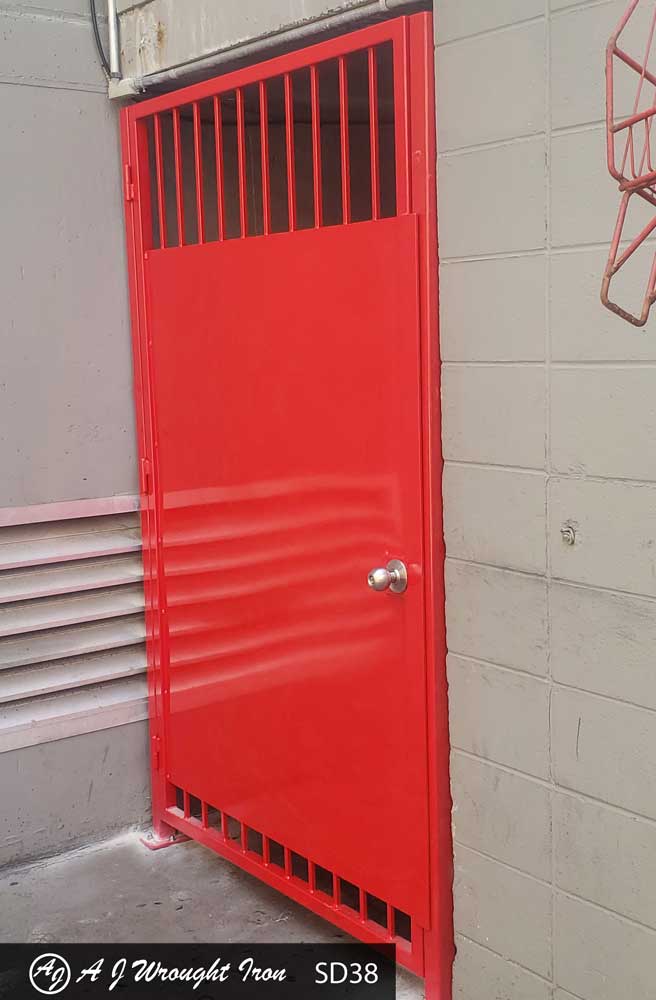 red commercial security door