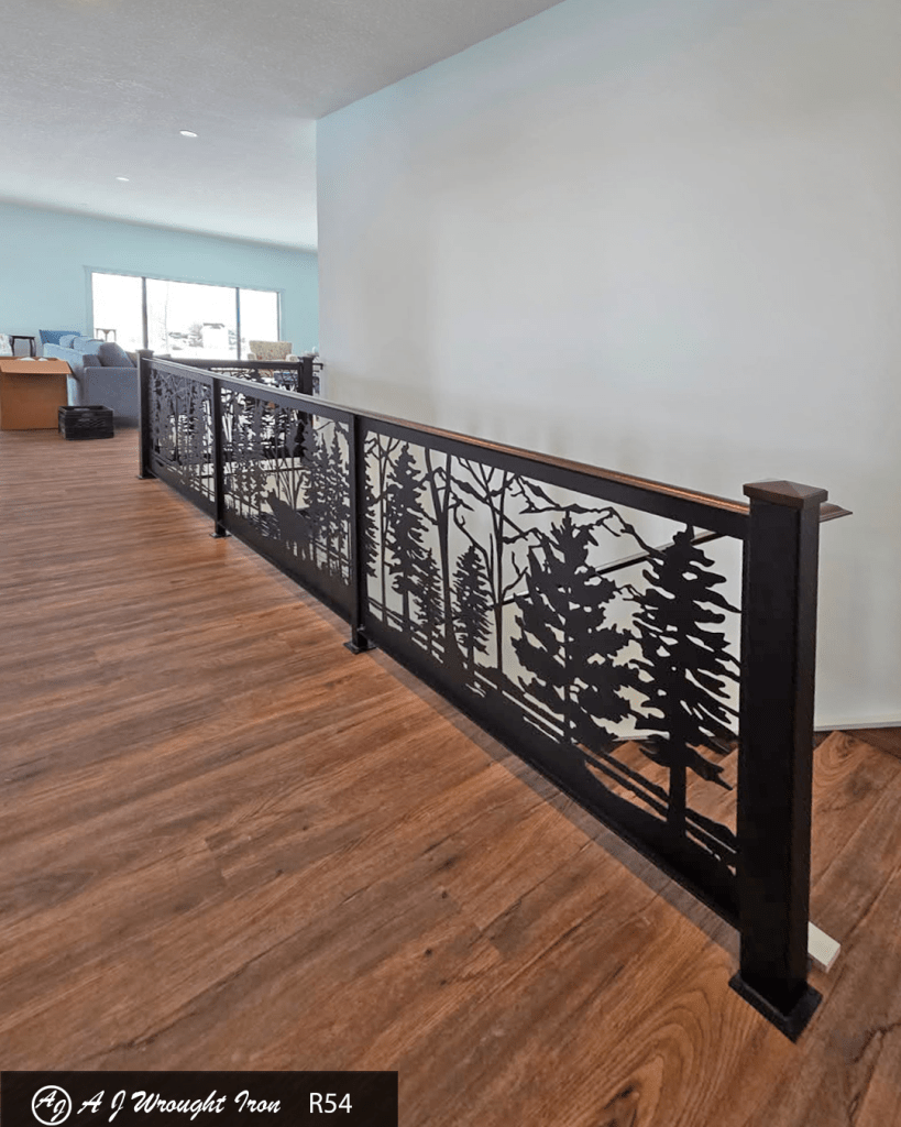 R54 - custom laser cut forest motif baluster custom laser cut forest motif baluster