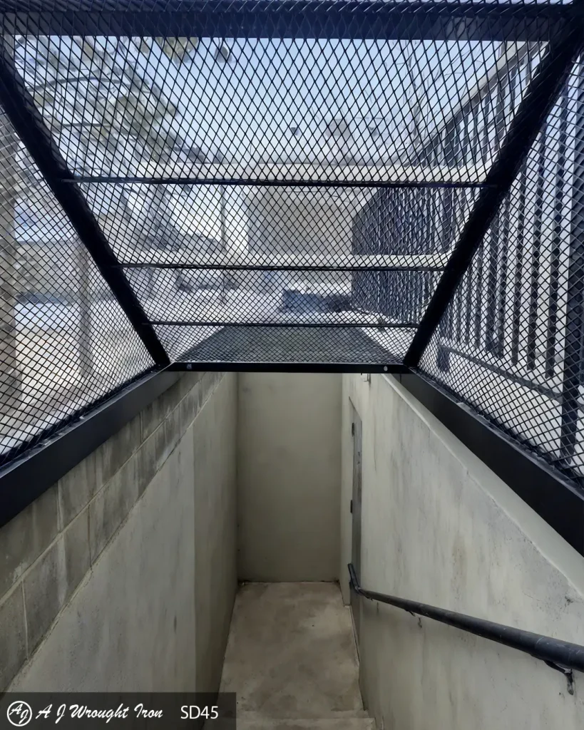 interior of stairwell security cage