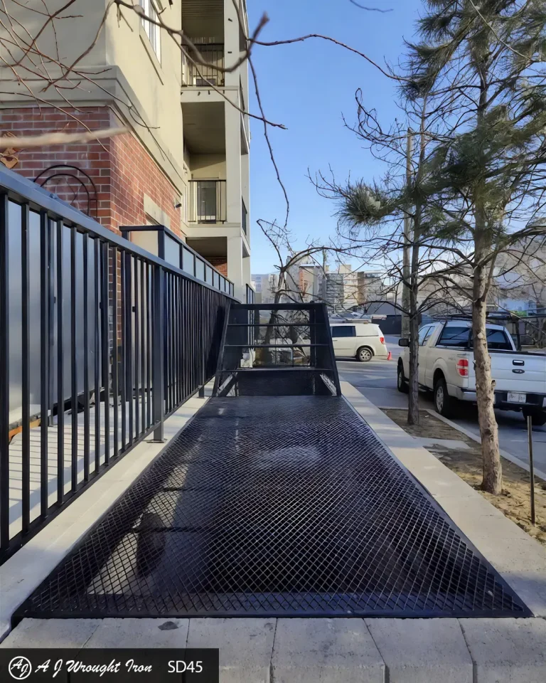 security cage covering parkade exit staircase